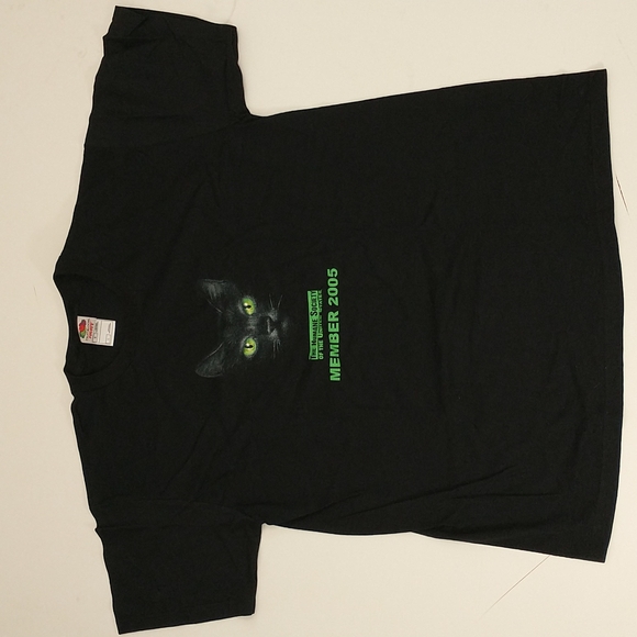Black Cat T Shirt 2005 Humane Society Green Eyes w Hard Stare 100 Cotton Unworn - Picture 1 of 5
